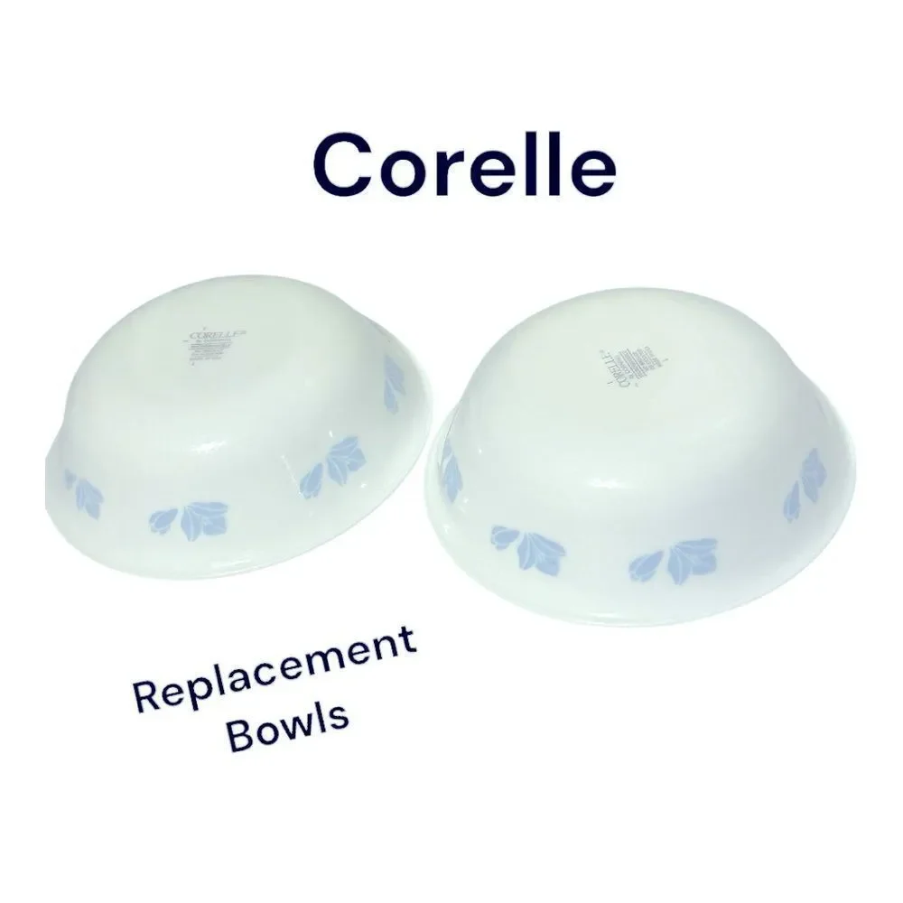 Corelle White and Blue bowls set of 2 vintage retired pattern replacement